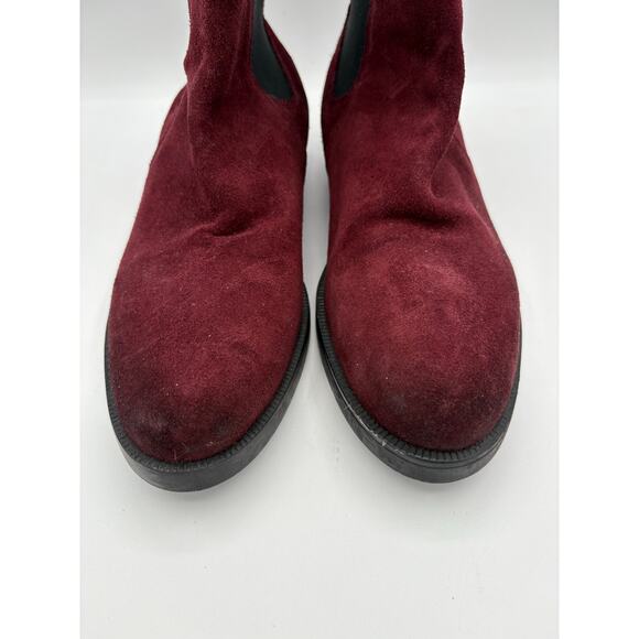 Emanuele Crasto Italian Burgundy Suede Leather Ankle Boots Size 9 - Picture 4 of 7